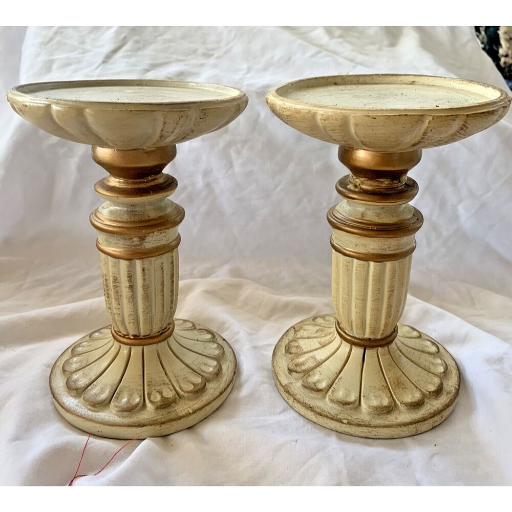 VTG Distressed Candle Holders Rustic Vtg 6" French Cottagecore Farmhouse